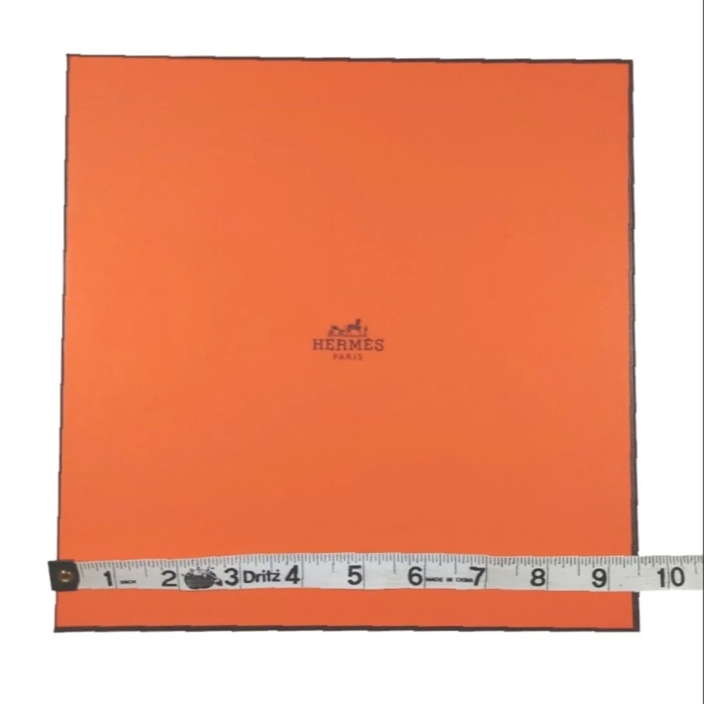HERMES New Authentic Orange Square Scarf Gift Box with Brown Ribbon - Picture 3 of 6
